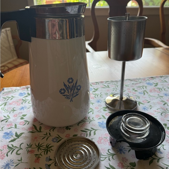 CorningWare Blue Cornflower Cup Stove Coffee Pot Vtg 1960